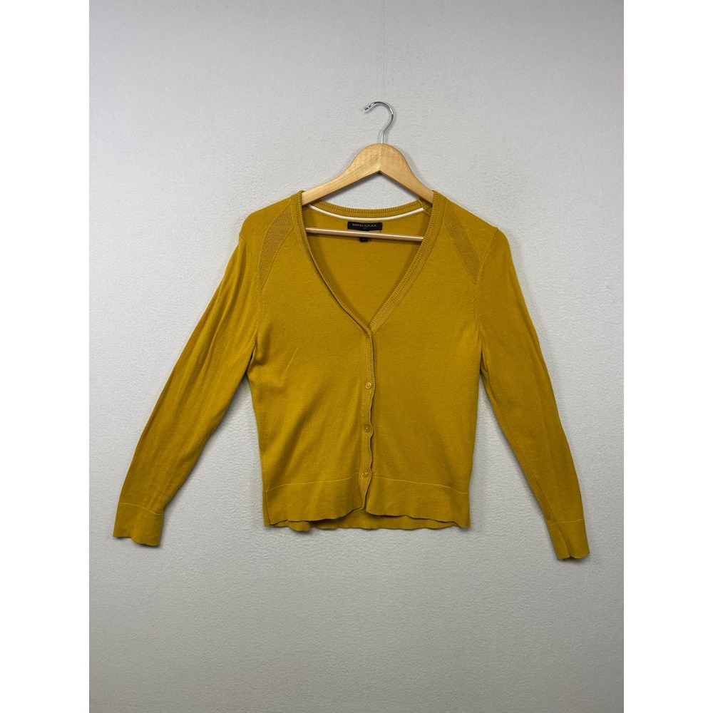 Banana Republic Mustard Yellow Cardigan Womens MP Petite Button Up Sweater